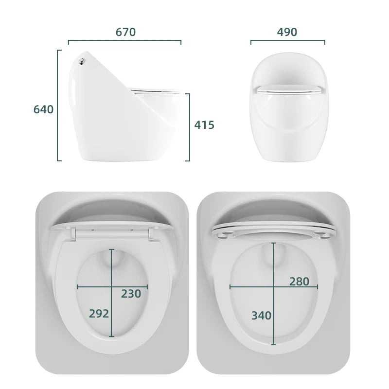 Modern White One-Piece Ceramic Floor Mounted Dual Flush Siphon Jet Flushing Bathroom Toilet Bowl S-Trap Sanitary Ware