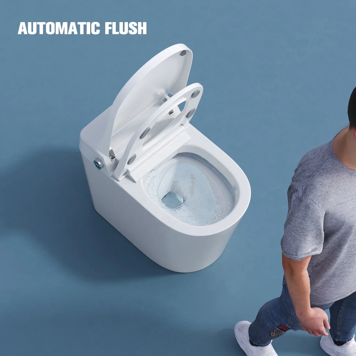 مرحاض سيراميك حديث ذكي قطعة واحدة أدوات صحية للحمام WC مرحاض بيديه ذكي