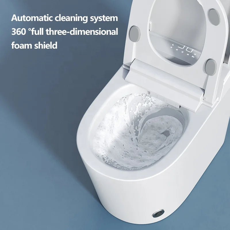 Smart One-Piece Electric Bidet Toilet with Heated Seat Night Light Wireless Remote Control, Modern Ceramic Toilet