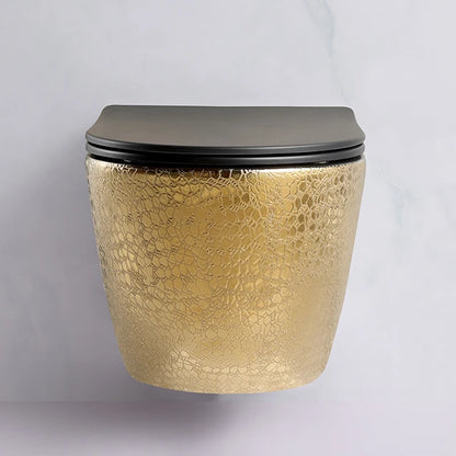 Hot Sale Bathroom Floating Porcelain Gold Toilet WC Sanitary Ware P Trap Dual Flush Toilet With Hidden Tank