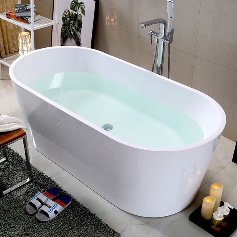 MUBI Fashion White Indoor Freestanding Soaking Bathtub Oval Bathroom Extra Large Bath Tub for Adults