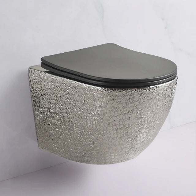 Tankless Wall Hung Sanitary Ware WC Wall Mounted Bathroom Two Pieces Water Closet Gold Toilet Set