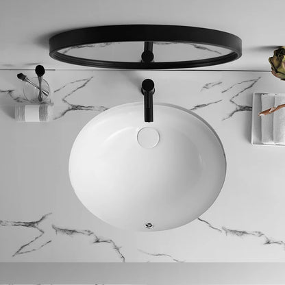 Recessed Undermount Bathroom Ceramic Oval Washroom Cabinet Under Counter Wash Basin Sink