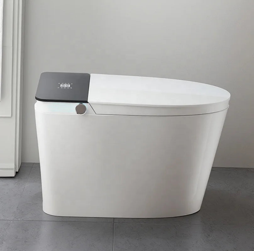 Deluxe Sanitary Ware for Hotel Bathroom Automatic Cover Concealed Tank Remote Control S-trap Dual-Flush Intelligent Smart Toilet