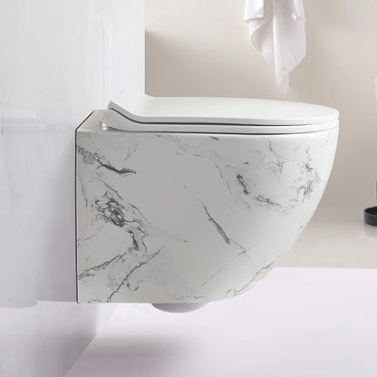 مرحاض سيراميك معلق على الحائط من الرخام مخصص، مرحاض WC بتدفق جاذبية، مرحاض معلق بدون حافة