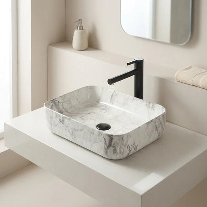Decoration Small Rectangle Ceramic Bowl Sinks Countertop Marble Sink Wash Basin for Bathroom
