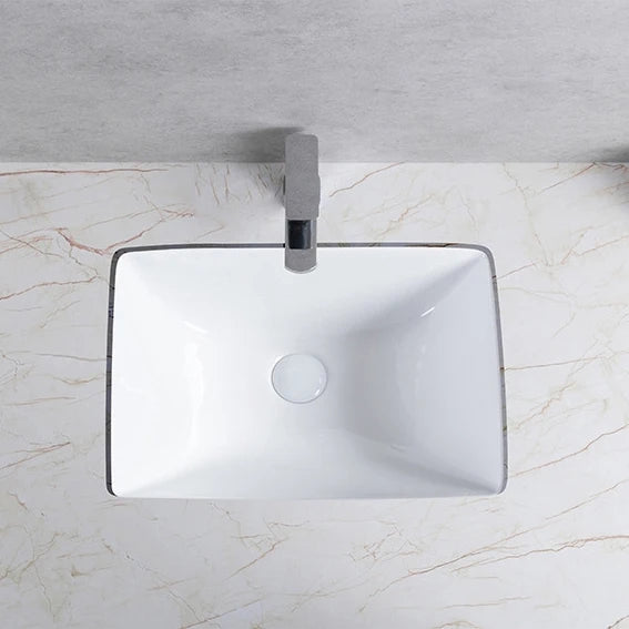 Customized Rectangular Under Counter Bathroom Cabinet Vanity Basin Ceramic Undermount Wash Basin Sink