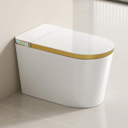 Golden and White Electric Toilet Bidet Intelligent Bathroom Ceramic Automatic Smart Toilet with Remote Control