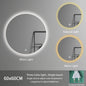 60cm Modern Illuminated Bathroom Mirror with Adjustable Color Temperature LED Light Smart Mirror Moisture Proof Wall Mounted