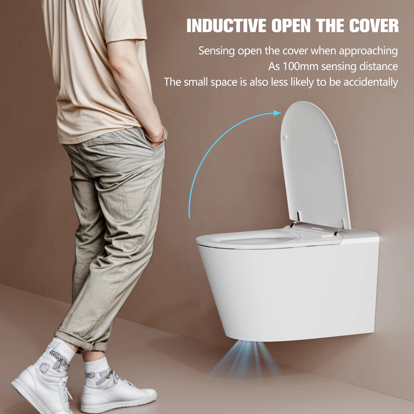 MUBI Wall Mounted Suspended Smart Toilet Bidet P Trap Automatic WC Intelligent Wall Hung Smart Toilet Bowl with Remote Control