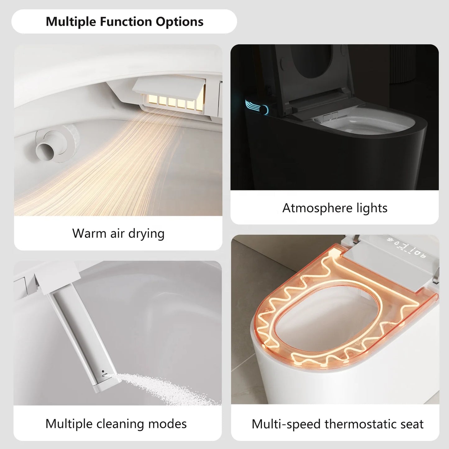 Golden and White Electric Toilet Bidet Intelligent Bathroom Ceramic Automatic Smart Toilet with Remote Control