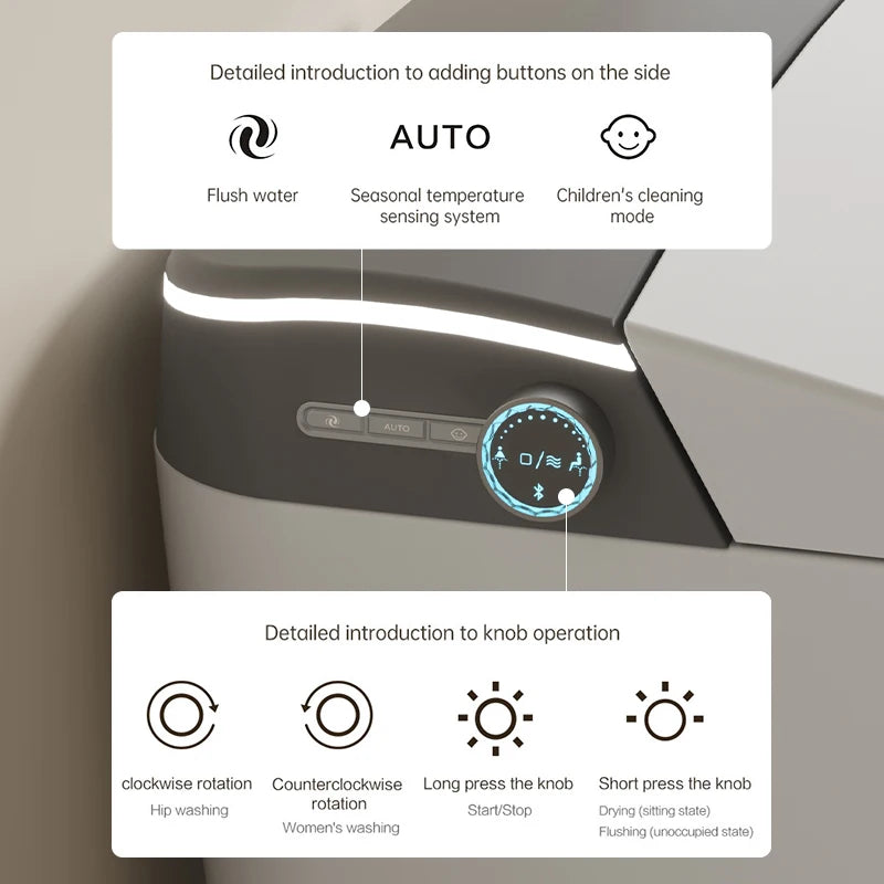 CUPC Intelligent New Design Auto Washing Infrared Therapy Automatic Flip Flush Elongated Smart Bidet Toilet