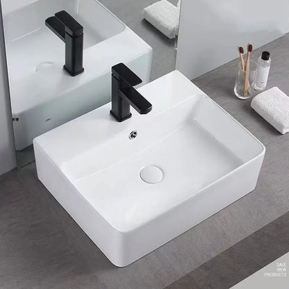 Hot Sales Modern Ceramic Art Hand Wash Basins Rectangular Vanity Countertop Sinks Single Hole Easy Clean 1 Year Bathroom