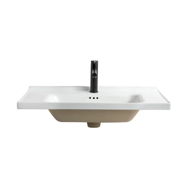 Modern White Rectangular Ceramic Porcelain Vanity Sink Cabinet Basin for Bathroom Washroom Hotel Above Counter Installation