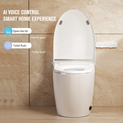 North American CUPC ETL Ceramic Floor Mounted Auto Sensor Intelligent Voice Control Bathroom One Piece Smart Toilet Commode