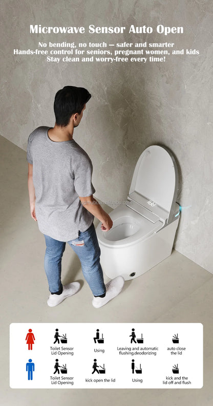 Electric Ceramic Elongated Bidet Smart Toilet with Remote Control Heated Seat Automatic Operation Floor Mounted Modern Design