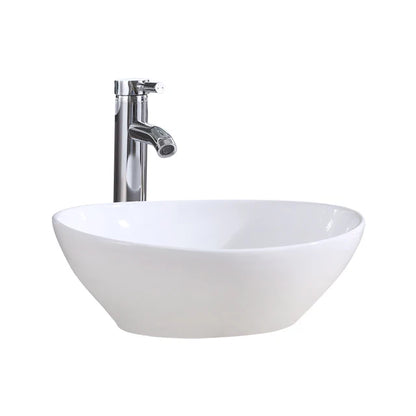 Modern Hot Sale White Oval Shape Vessel Sink Table Top Bathroom Ceramic Sanitary Wares Art Wash Basin Easy Clean Top Mounted