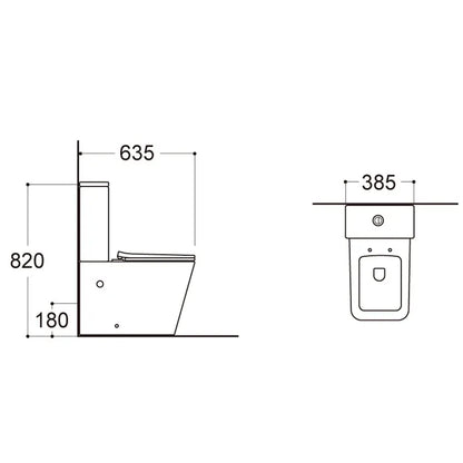 Short Projection Square Toilet Ceramic WC Height Back to Wall Floor Mounted Two Piece Toilet