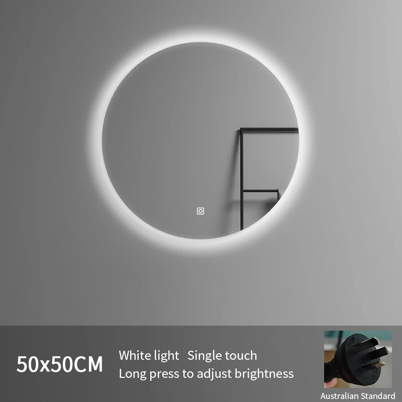 European Standard Modern Illuminated Adjustable LED Bath Round Mirror Hotel Wall-Mounted Smart Mirror