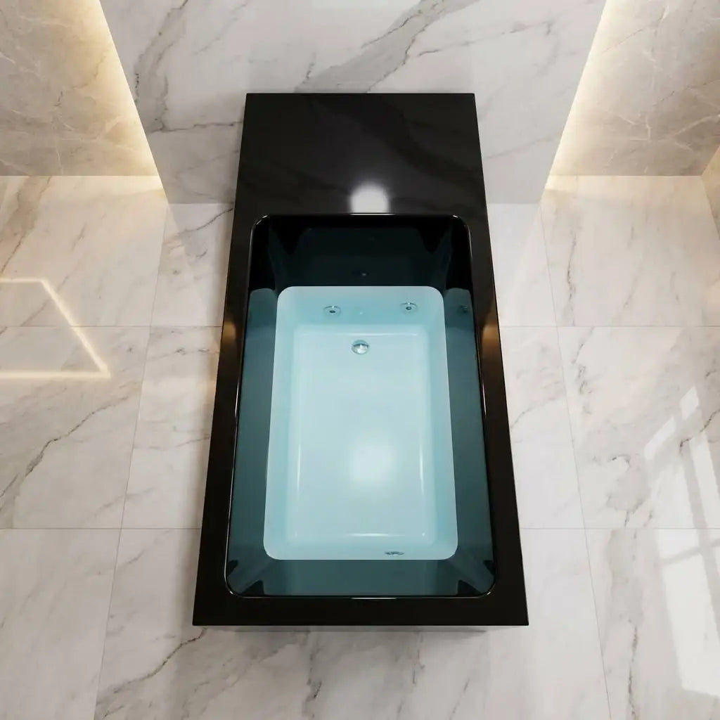 Acrylic Freestanding Black Ice Bath Tub Commercial Athlete Muscle Recovery Cold Plunge Tub with Chiller