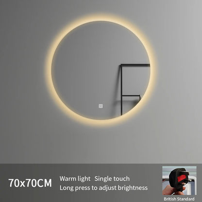 American Standard 700mm Frameless Round Bathroom LED Wall Mounted Smart Mirror Illuminated for Hotels