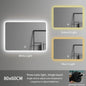 80*60 Rectangle Led Spiegel Illuminated Frameless Smart Adjustable Color Temperature Moisture Proof Bathroom Hotel Use Mirror