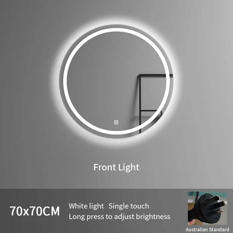 American Standard 700mm Frameless Round Bathroom LED Wall Mounted Smart Mirror Illuminated for Hotels