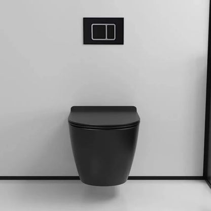 Rimless Water Closet P Trap Ceramic Two Piece Black Toilet Bowl Bathroom Wall Hung WC Toilet Set