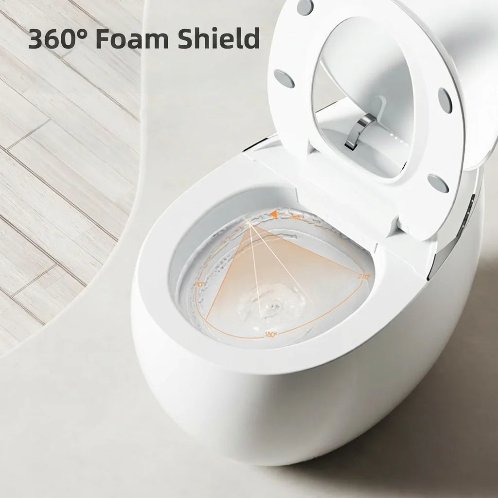 MUBI Whale Design Gray Egg Shape Intelligent One-Piece Smart Toilet with Remote Control,Auto Flush Sensor