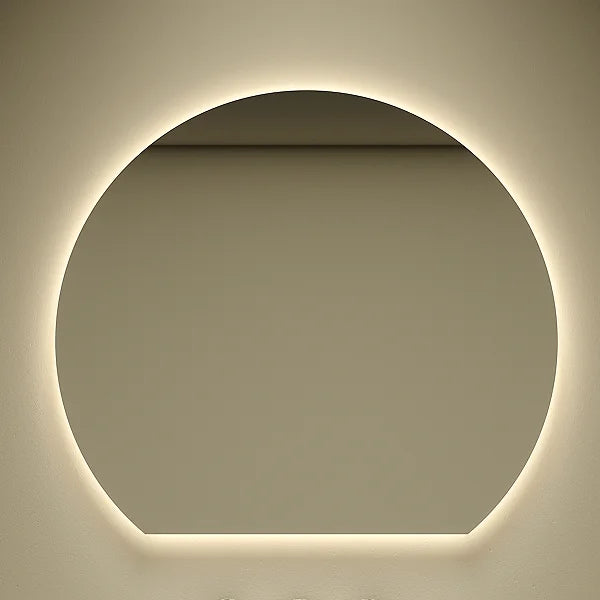 Contemporary Backlit Illuminated Half Circle Three Light Smart Touch Anti Fog Wall Mounted Led Bathroom Mirror