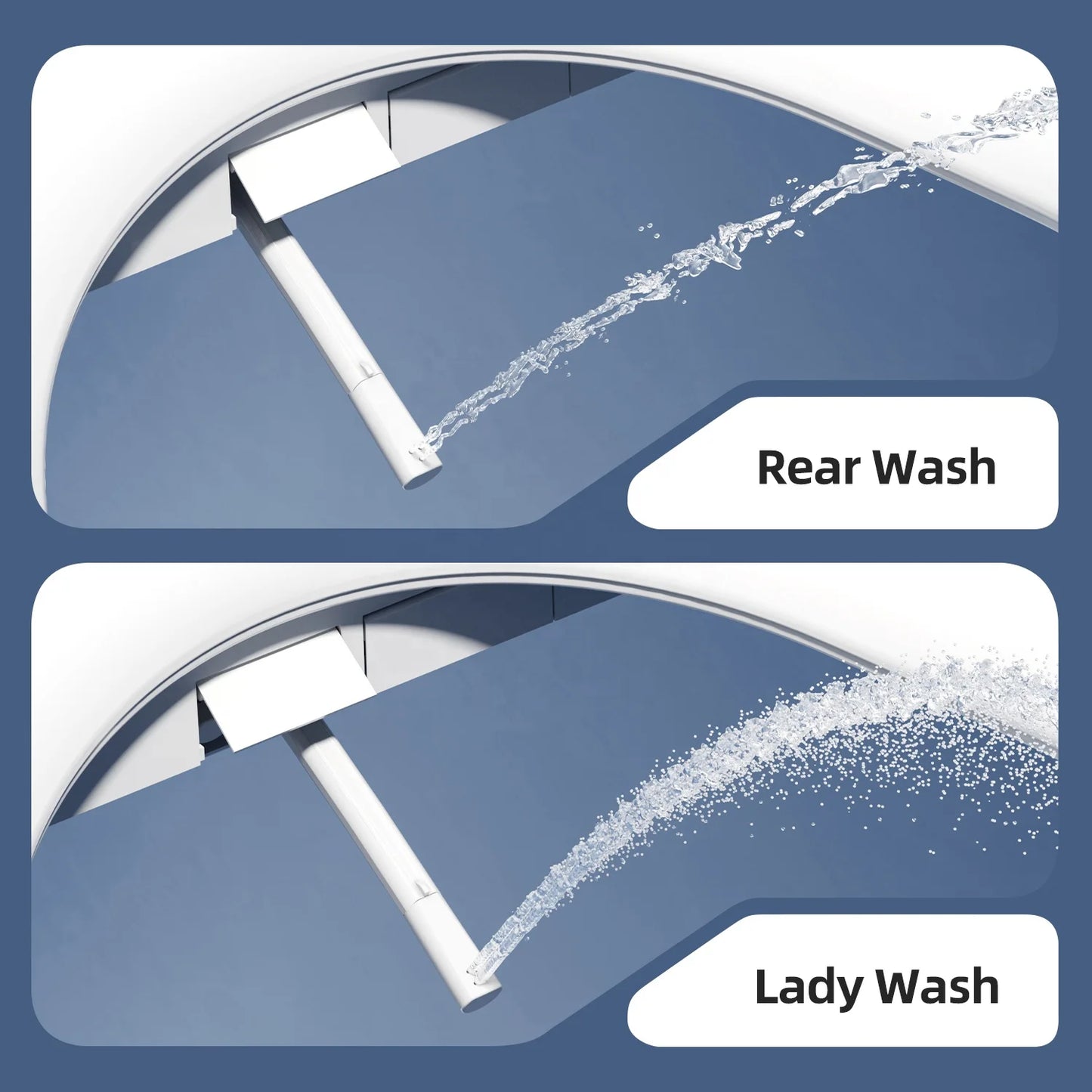 Non-Electric Bidet Toilet Seat Slim Design Dual Nozzle Bidet Adjustable Water Pressures Elongated Smart Toilet Cover