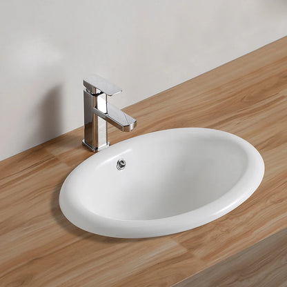 High Quality MUBI Modern Counter Top Oval Semi Recessed Easy Clean Ceramic Bathroom Vanity Sink with 2-Year Warranty
