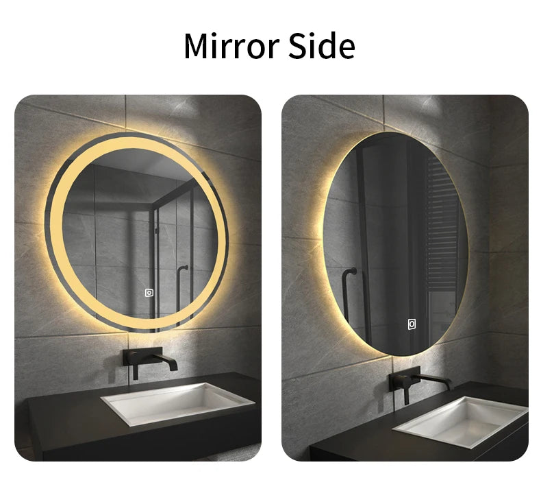 European Standard Modern Illuminated Adjustable LED Bath Round Mirror Hotel Wall-Mounted Smart Mirror