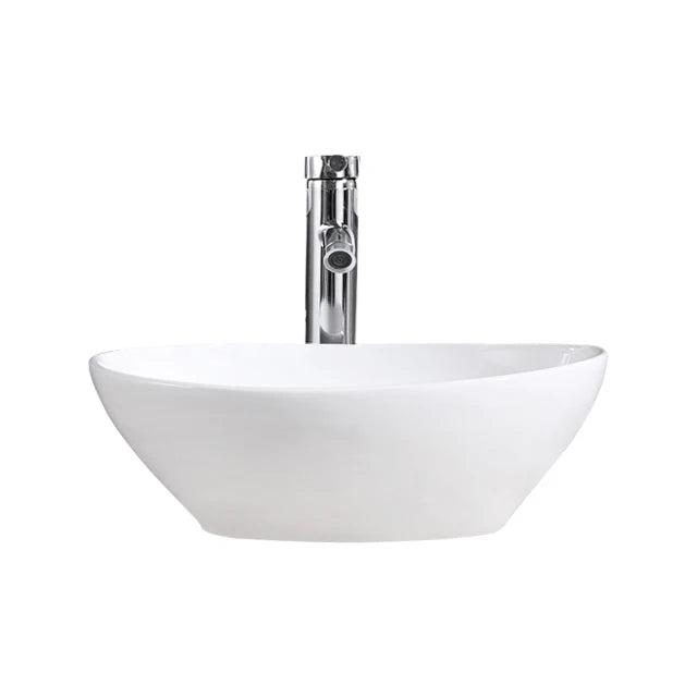 Modern Hot Sale White Oval Shape Vessel Sink Table Top Bathroom Ceramic Sanitary Wares Art Wash Basin Easy Clean Top Mounted