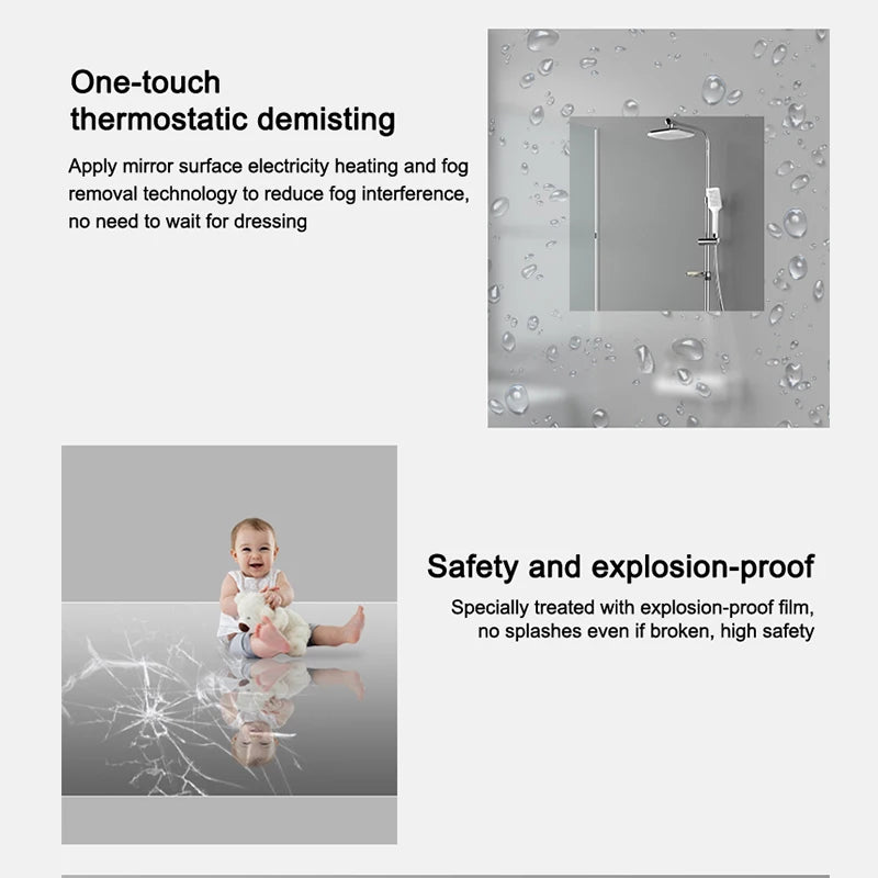 Oval Shaped Modern Intelligent Wall Mounted LED Smart Mirror Silver Lenses 3000-6000K Light Customizable 2-Year Warranty