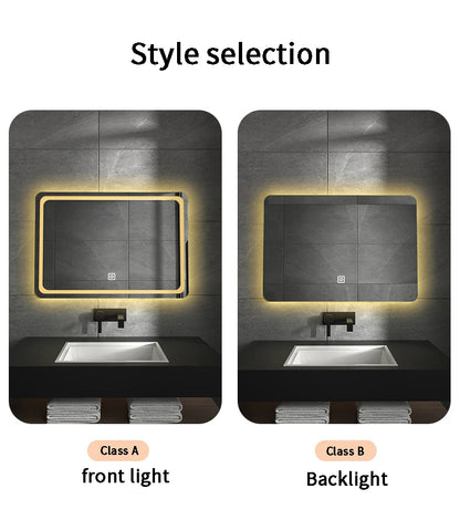 Modern Rectangle Frameless LED Bathroom Wall Mirror 70*50 Three-Color Illuminated for Hotel or Apartment