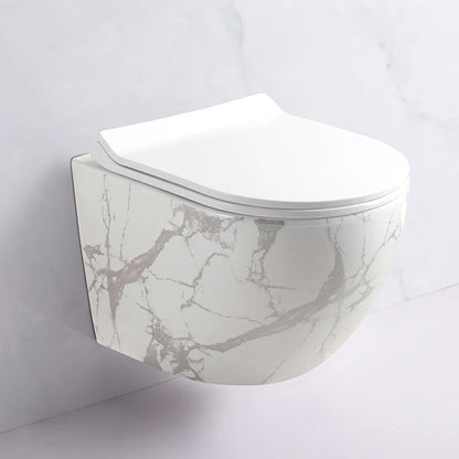 مرحاض سيراميك معلق على الحائط من الرخام مخصص، مرحاض WC بتدفق جاذبية، مرحاض معلق بدون حافة