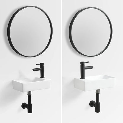 Hot Sale Modern Small Rectangular White Ceramic Wall Hung Hotel Bathroom Sink with Towel Shelf