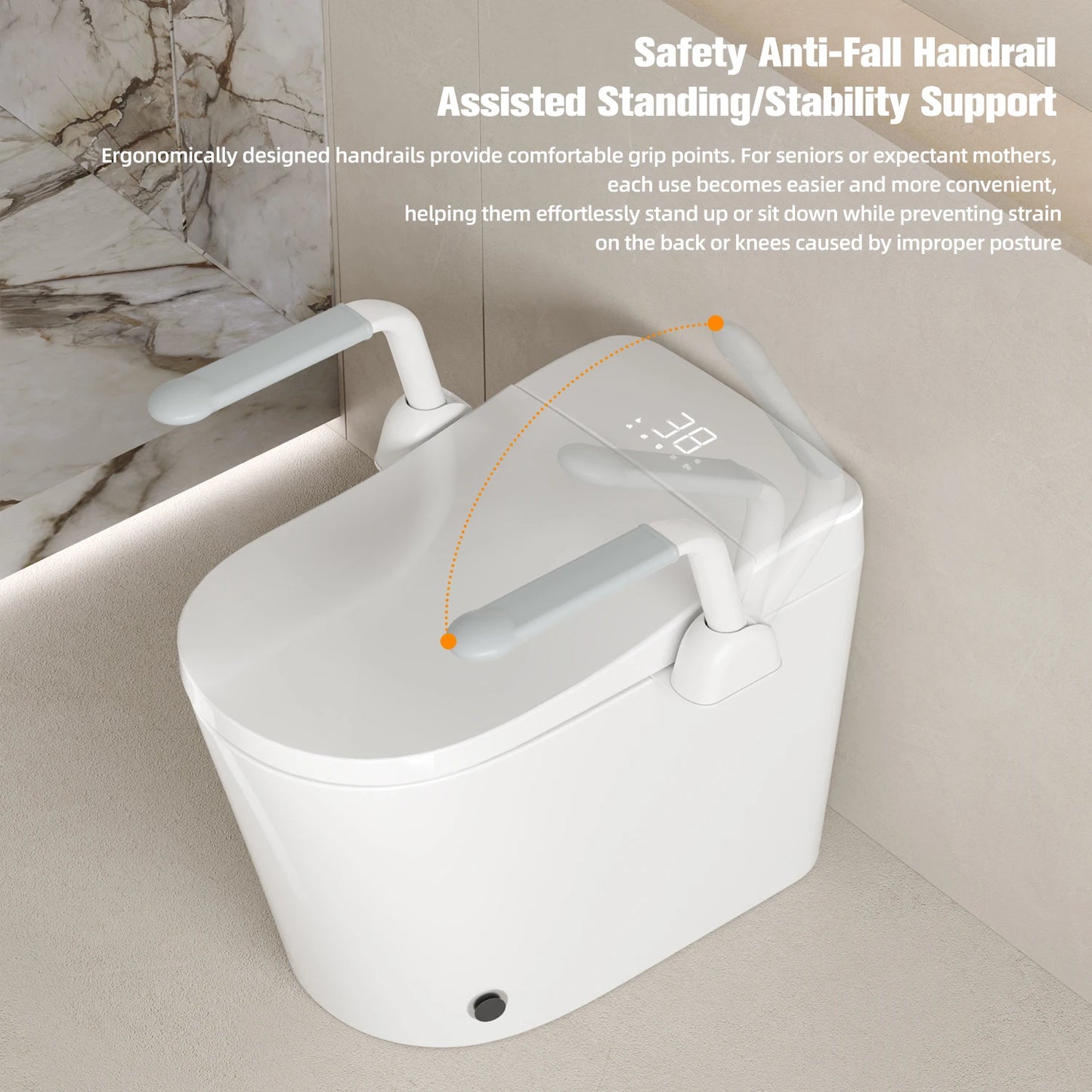 MUBI Automatic Sensor Flush Intelligent Bidet Toilet Electric Commode Smart Toilet with Handrail for Elderly