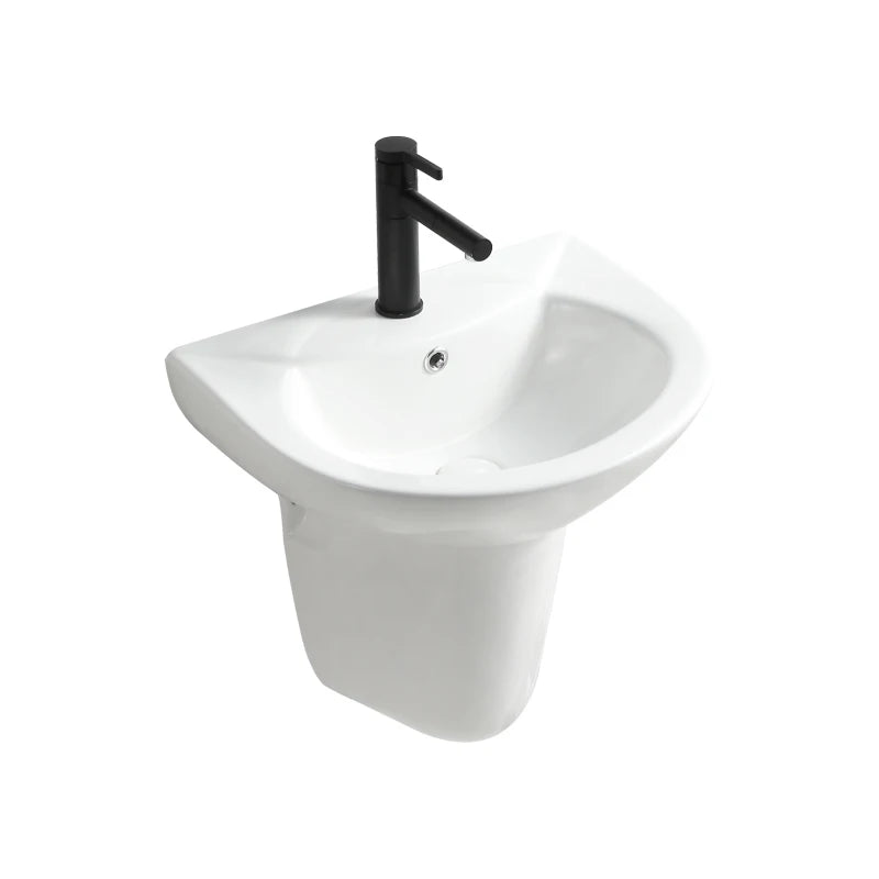 Bathroom Wall Hang Hand Wash Basin Sink White Ceramic Two Piece Half Pedestal Basin