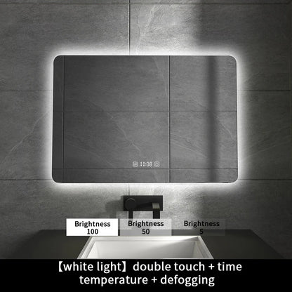 Sensor Switch Large Rectangular Vanity Mirror Anti Fog Bathroom Wall Mounted Frameless Smart Led Mirrors