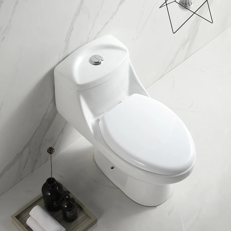 Cheap White Modern Dual-Flush S-Trap One Piece Ceramic Toilet Bowl with Soft Close Toilet Seat