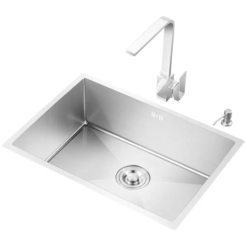Stainless Steel Nano Wash Basin Single Bowl Undermount Kitchen Handmade Sink Silver-white Polished Modern Design Without Faucet