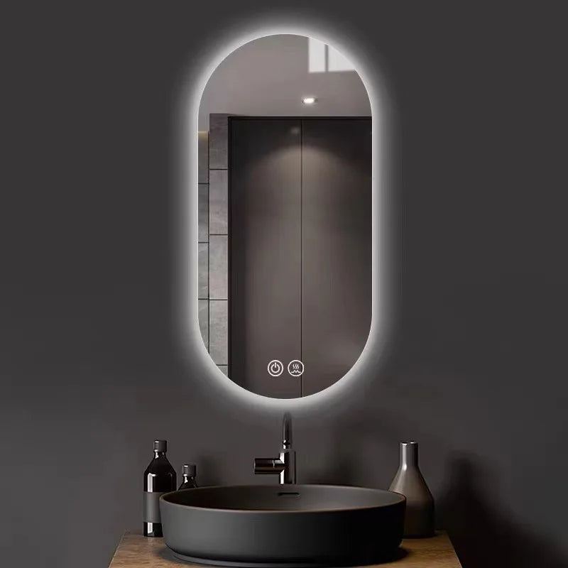 Modern Oval Intelligent Bathroom Anti Fog Wall Mounted Led Backlit or Front Light Vanity Smart Mirror with Light