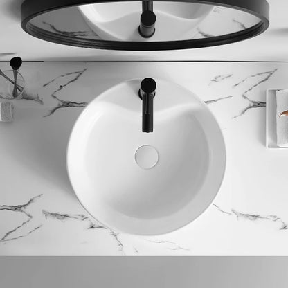 Cheap Modern Ceramic Hotel Single Hole Top Mount White Rounded Small Countertop Sink