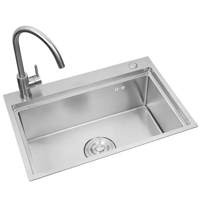 Stainless Steel Nano Wash Basin Single Bowl Undermount Kitchen Handmade Sink Silver-white Polished Modern Design Without Faucet