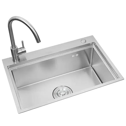 Stainless Steel Nano Wash Basin Single Bowl Undermount Kitchen Handmade Sink Silver-white Polished Modern Design Without Faucet