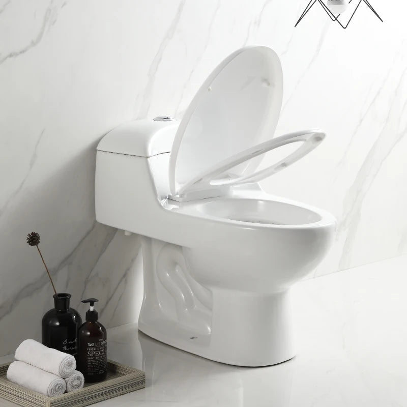 Popular Modern Dual-Flush Floor Mounted Low Water Tank Small One Piece Ceramic Toilet with Siphon Jet Flushing
