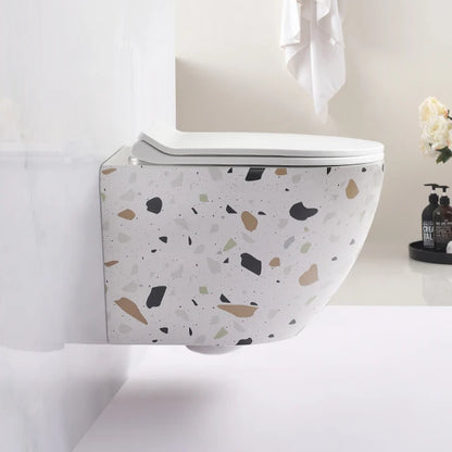 Custom Design Marbled Water Closet Wall Mounted Toilet Bowl Sink Combo Ceramic Sanitary Ware Toilet Set