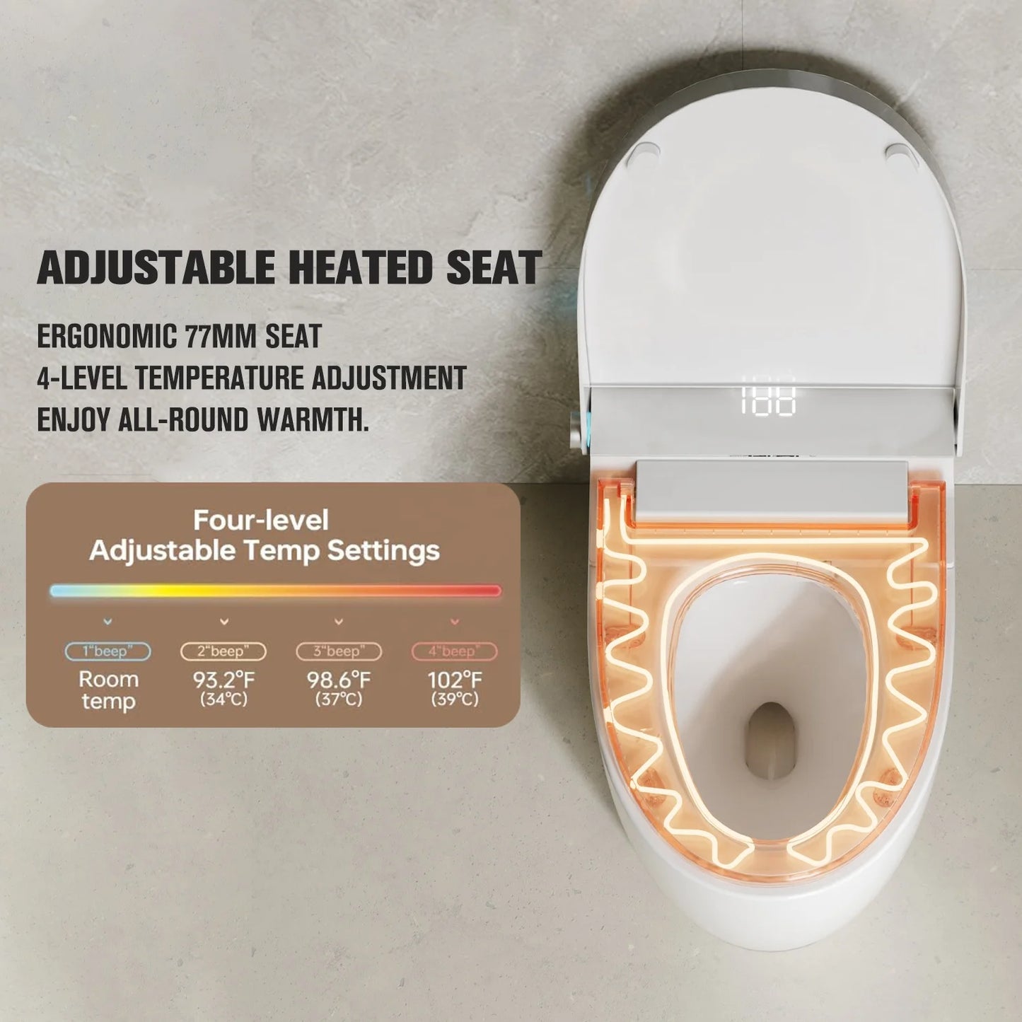 Electric Ceramic Elongated Bidet Smart Toilet with Remote Control Heated Seat Automatic Operation Floor Mounted Modern Design